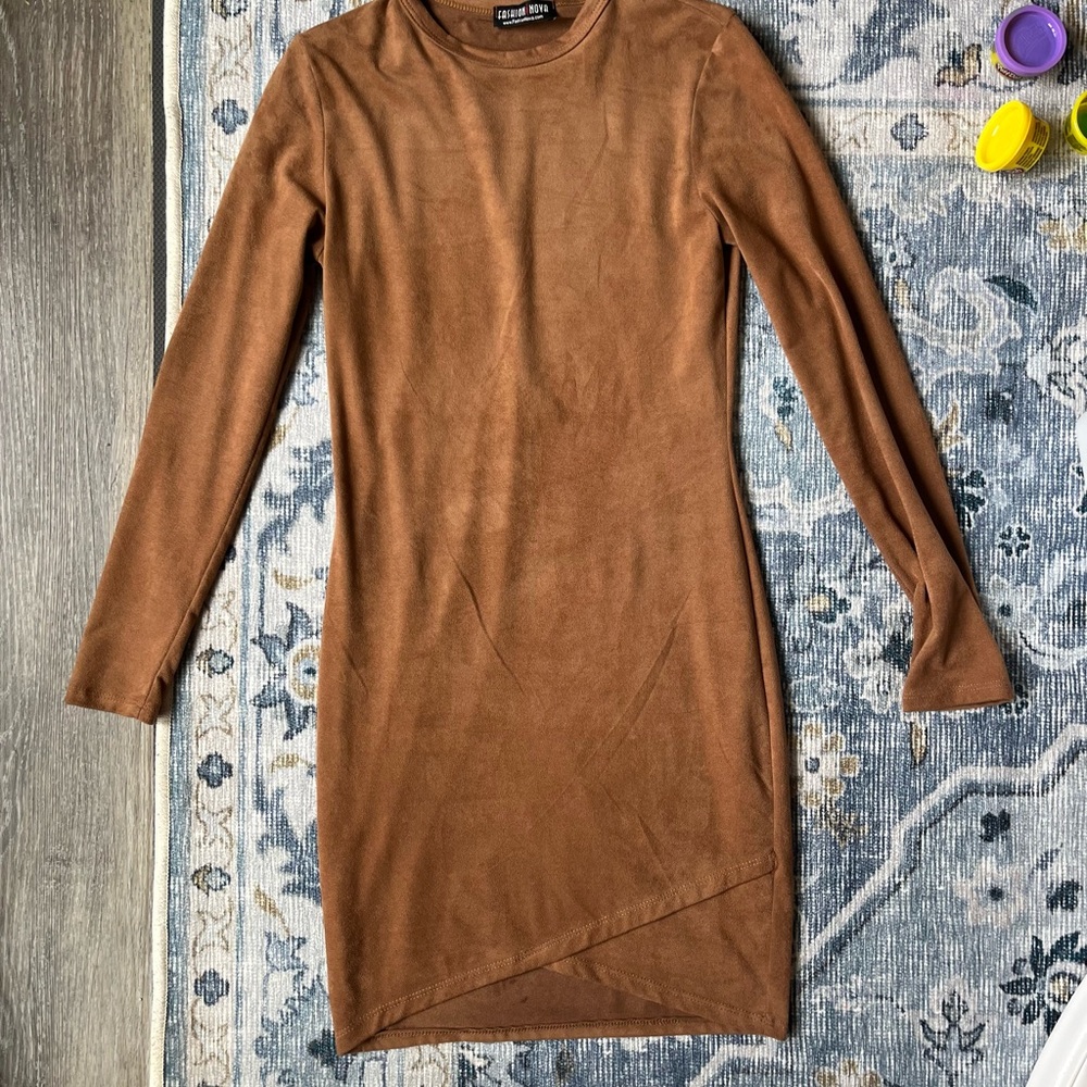 Brown/Tan/Nude Suede feel Fashion Nova Mini Dress